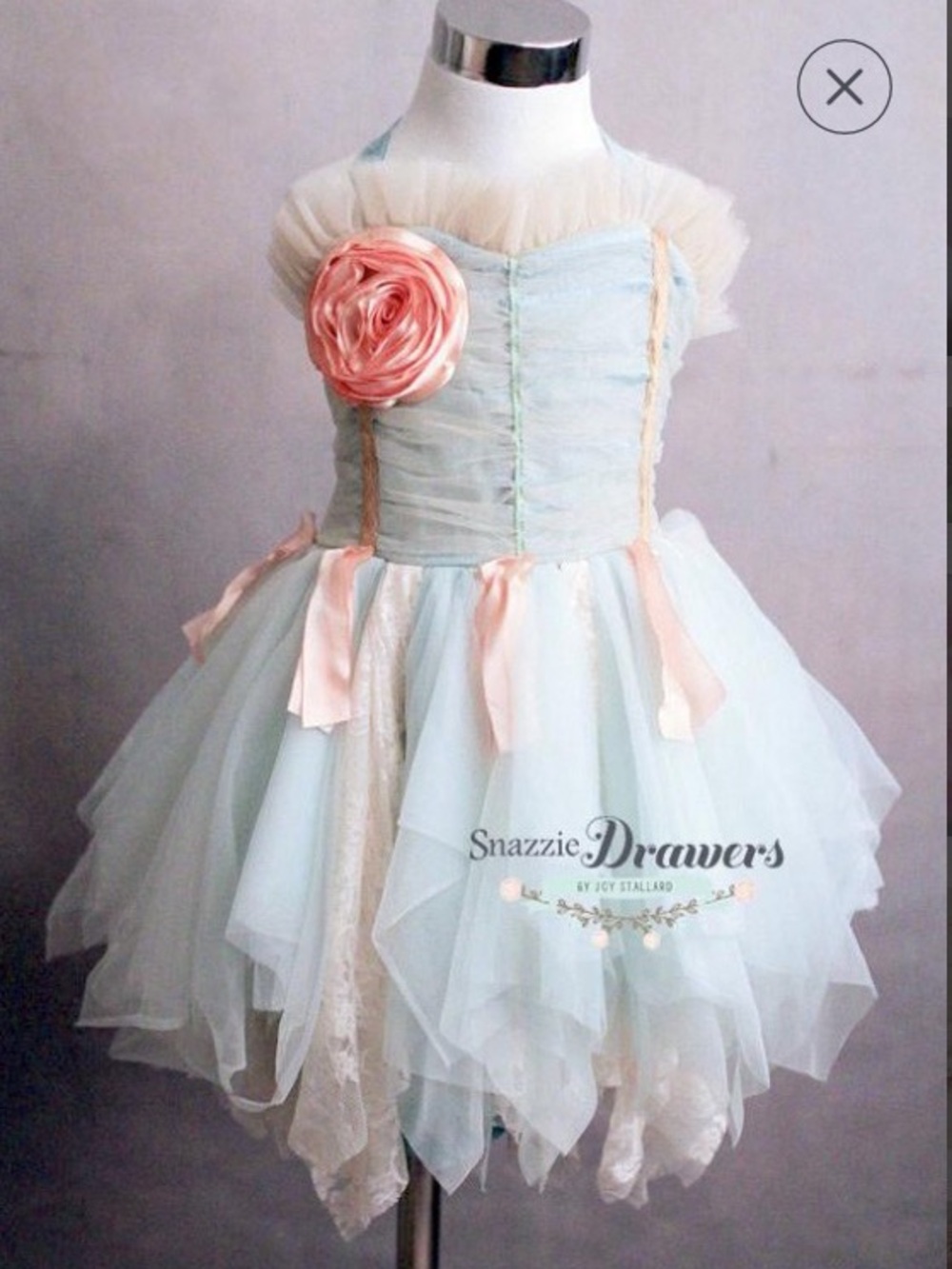 Isla eve dress Blue Tulle Flower Girl Dress with Blush Rosette by Joie Elle